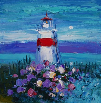 Evening gloaming at the Wee Lighthouse Crinan 12x12